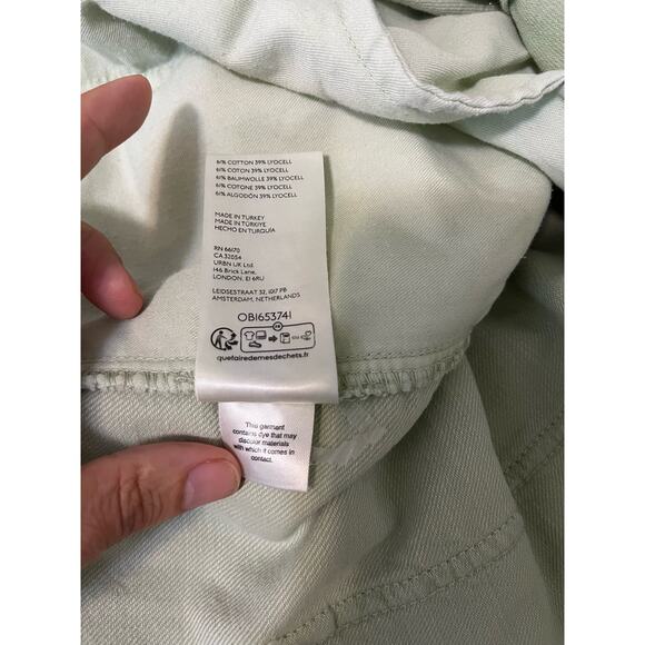 Pilcro Anthropologie The Breaker Mid-Rise Barrel Pull-On Jeans in Sage 34P - Picture 10 of 11